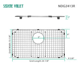 Sink Bottom Grid 24-1/8" X 13-1/8", Rear Drain with Corner Radius 3/16" NDG2413R