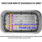 Serene Valley Sink Bottom Grid 25-1/8" x 12-7/8", Centered Drain with Corner Radius 1-1/2", Sink Grid Stainless Steel NDG2513C