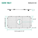 Serene Valley Sink Bottom Grid 25-1/8" x 12-7/8", Centered Drain with Corner Radius 1-1/2", Sink Grid Stainless Steel NDG2513C