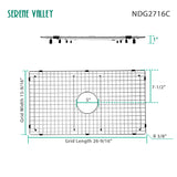 Sink Bottom Grid 26-9/16" X 15-9/16", Centered Drain with Corner Radius 3/8", Sink Protector NDG2716C