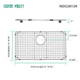 Serene Valley Sink Bottom Grid 27-9/16" x 14-9/16", Rear Drain with Corner Radius 3/16", Kitchen Sink Protector NDG2815R