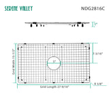 Sink Bottom Grid 27-9/16" X 15-1/2", Centered Drain with Corner Radius 3/8", Sink Protector NDG2816C