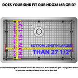 Serene Valley Sink Bottom Grid 27-1/2" x 15-1/2", Rear Drain with Corner Radius 3/16", Kitchen Sink Grid NDG2816R