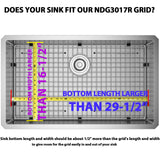 Serene Valley Sink Bottom Grid 29-1/2" x 16-1/2", Rear Drain with Corner Radius 3/16", Sink Grids Stainless Steel NDG3017R