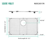 Serene Valley Sink Bottom Grid 29-1/2" x 16-1/2", Rear Drain with Corner Radius 3/16", Sink Grids Stainless Steel NDG3017R