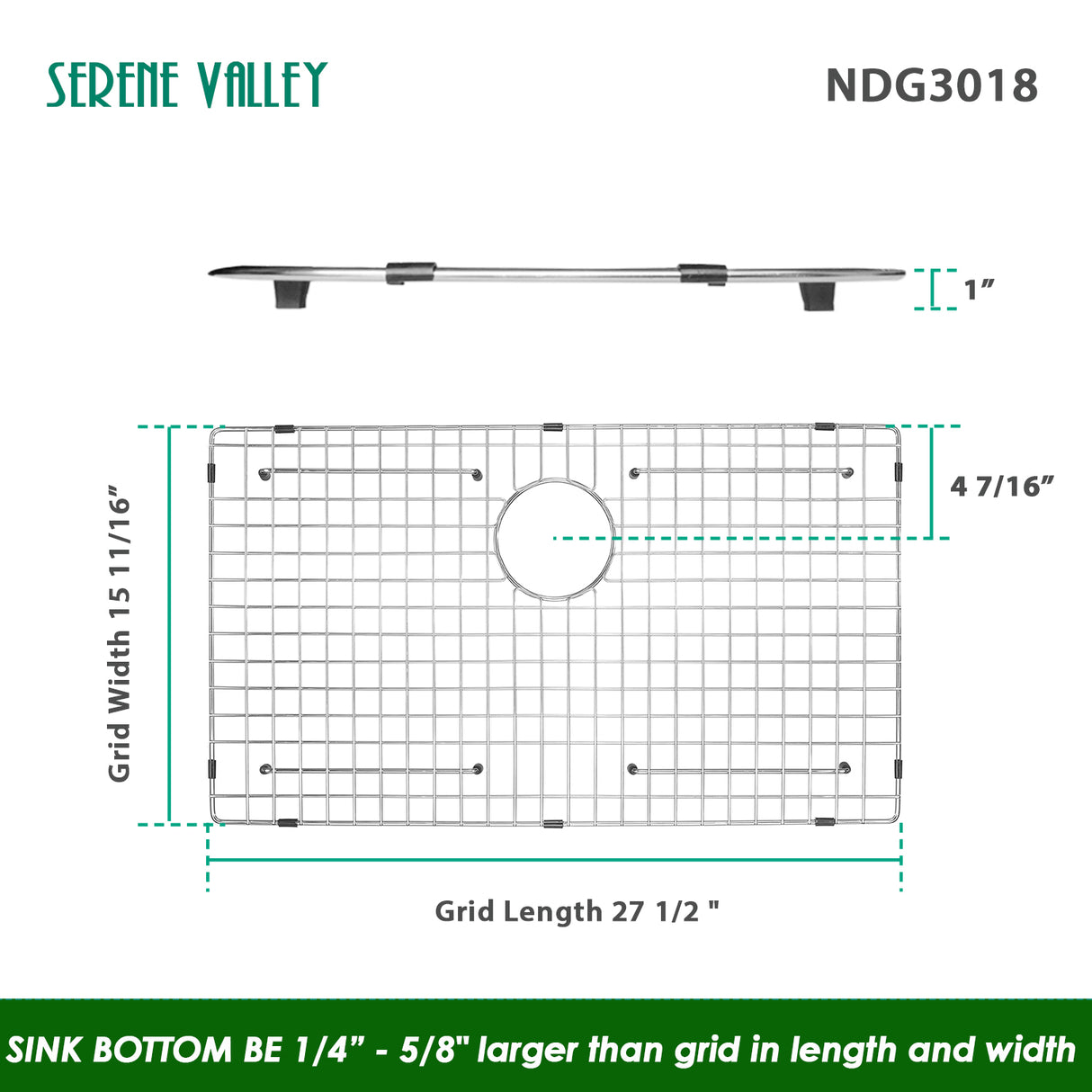 Sink Grid 28 x 16, NDG3018 27 1/2" x 15 11/16"