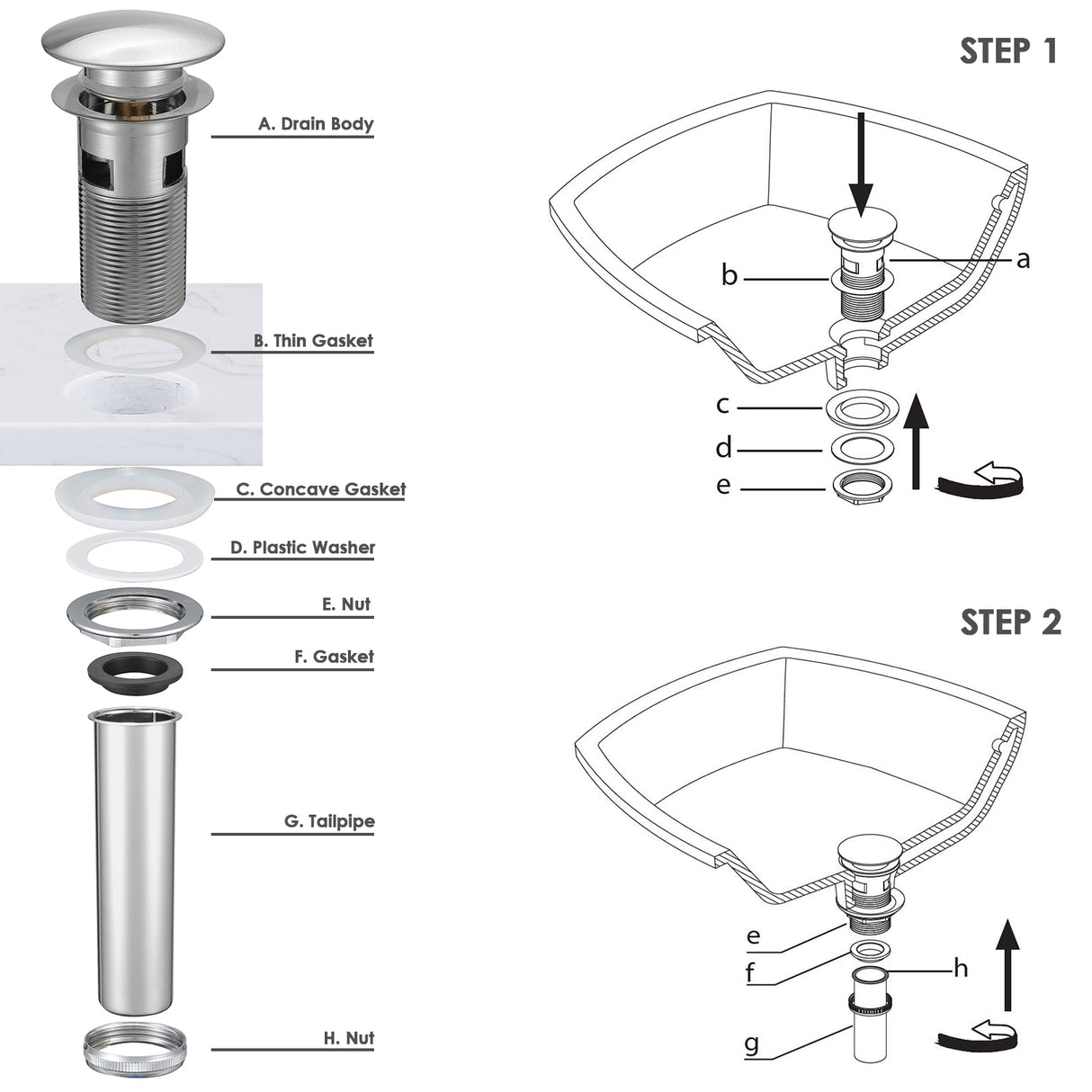 Serene Vally Pop-up Drain for Ceramic Bathroom Sink with Overflow, Solid Brass Construction with 304 Stainless Steel Tailpiece NDP102BN, Brushed Nickel