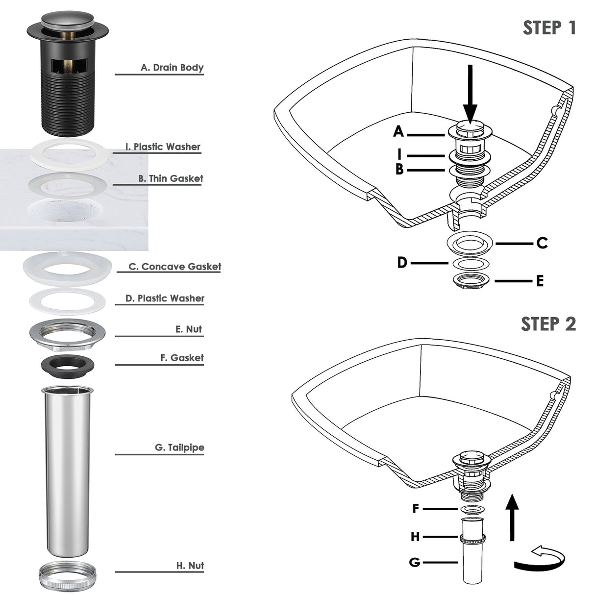 Serene Vally Pop-up Drain for Ceramic Bathroom Sink with Overflow, Solid Brass Construction with 304 Stainless Steel Tailpiece NDP103MB, Matte Black