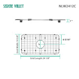 Sink Bottom Grid 24-1/8" x 12-5/8", Centered Drain with Corner Radius 1-1/2" NLW2412C