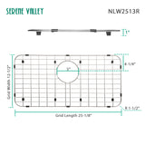 Serene Valley 25-1/4" X 12-1/2“ Sink Grid , Rear Drain with Corner Radius 1-1/2",  NLW2513R