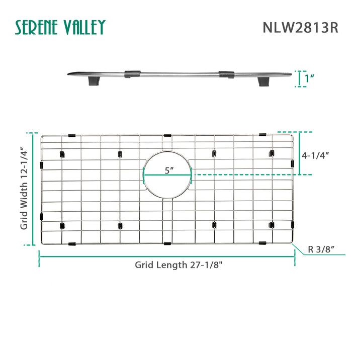Serene Valley 27-1/4" X 12-1/4" Sink Protector, Rear Drain with Corner Radius 3/8",  NLW2813R