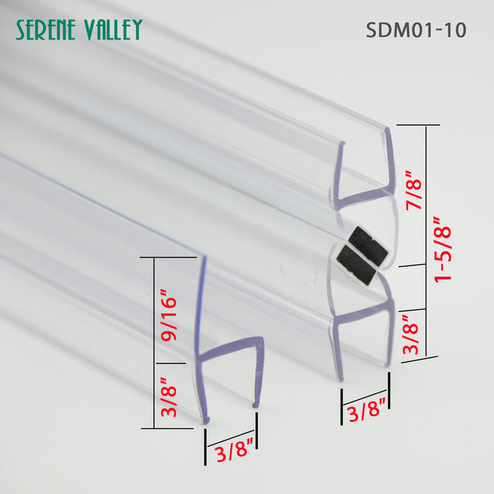 Serene Valley Push-Open Shower Door Magnetic Strip Pair and Doorside Strip for 3/8" Glass, Super Clear, 78" Magnetic Strip Pair Plus 78" Doorside Strip, 2pcs SDM01-10