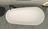 Serene Valley Freestanding Bathtub SVFBT8007-6332, Made of Pure Solid Surface Material with Drain, 63" L x 31.5" W Matte White, Hand Polished and Easy Maintenace