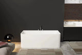 Serene Valley Freestanding Bathtub SVFBT8004-6732, Made of Pure Solid Surface Material with Drain, 67" L x 31.5" W Matte White, Hand Polished and Easy Maintenace