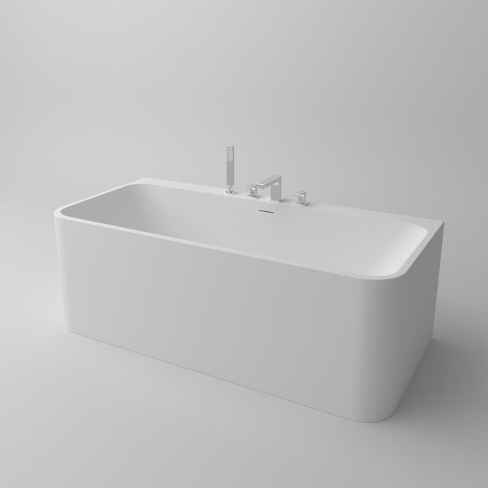 Serene Valley Freestanding Bathtub SVFBT8004-6732, Made of Pure Solid Surface Material with Drain, 67" L x 31.5" W Matte White, Hand Polished and Easy Maintenace