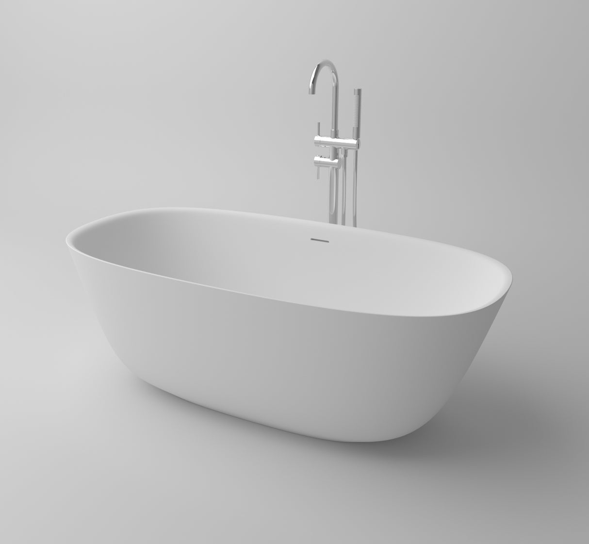 Serene Valley Freestanding Bathtub SVFBT8005-6332, Made of Pure Solid Surface Material with Drain, 63" L x 31.5" W Matte White, Hand Polished and Easy Maintenace