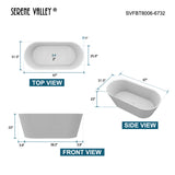 Serene Valley Freestanding Bathtub SVFBT8006-6732, Made of Pure Solid Surface Material with Drain, 67" L x 31.5" W Matte White, Hand Polished and Easy Maintenace