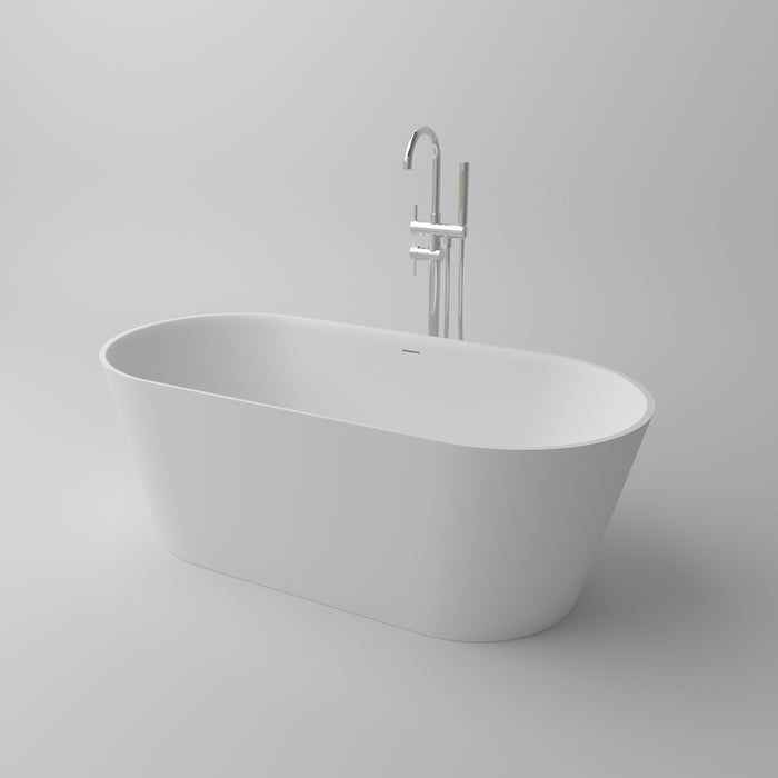 Serene Valley Freestanding Bathtub SVFBT8006-6732, Made of Pure Solid Surface Material with Drain, 67" L x 31.5" W Matte White, Hand Polished and Easy Maintenace