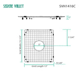 Serene Valley Sink Bottom Grid 13" X 15-1/2", Centered Drain with Corner Radius 3/8", Sink Protector SVH1416C