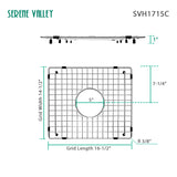 Serene Valley Sink Bottom Grid 16-1/2" X 14-1/2", Centered Drain with Corner Radius 3/8", Sink Protector SVH1715C