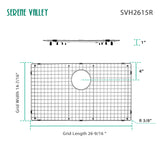 Sink Bottom Grid 26" X 14-7/16", Rear Drain with Corner Radius 3/8", Sink Protector SVH2615R