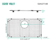 Serene Valley Sink Bottom Grid 27" X 14", Rear Drain with Corner Radius 3/8", Sink Protector SVH2714R