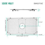 Serene Valley Sink Bottom Grid 26-9/16" X 14-7/16", Centered Drain with Corner Radius 3/8", Sink Protector SVH2715C