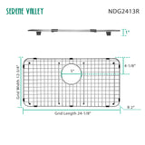 Serene Valley Sink Bottom Grid 24-1/8" X 12-3/4", Rear Drain with Corner Radius 2", Sink Protector SVM2413R