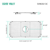 Serene Valley Sink Grid 26-1/8" X 13", Centered Drain with Corner Radius 2-1/2", SVM2613C