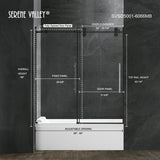 Serene Valley SVSD5001-6066MB Big Roller Frameless Sliding Shower Door - Superclear 3/8" Tempered Glass - 304 Stainless Steel Hardware in Matte Black 56"- 60"W x 66"H