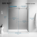 Serene Valley SVSD5001-6074BN Big Roller Frameless Sliding Shower Door - Superclear 3/8" Tempered Glass - 304 Stainless Steel Hardware in Brushed Nickel 56"- 60"W x 74"H