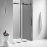 Serene Valley SVSD5002-4876MB Big Roller Frameless Sliding Shower Door - Superclear 3/8" Tempered Glass - 304 Stainless Steel Hardware in Matte Black 44"- 48"W x 76"H