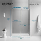 Serene Valley SVSD5002-6076BN Big Roller Frameless Sliding Shower Door - Superclear 3/8" Tempered Glass - 304 Stainless Steel Hardware in Brushed Nickel 56"- 60"W x 76"H