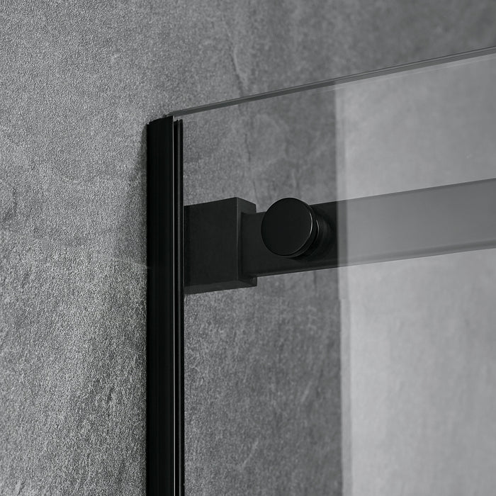 Serene Valley Square Rail Frameless Sliding Shower Door SVSD5003-4874MB, Easy-Clean Coating 3/8" Tempered Glass - 304 Stainless Steel Hardware in Matte Black 44"- 48"W x 74"H