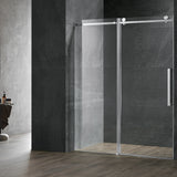 Serene Valley Square Rail Frameless Sliding Shower Door SVSD5003-6074BN, Easy-Clean Coating 3/8" Tempered Glass - 304 Stainless Steel Hardware in Brushed Nickel 56"- 60"W x 74"H