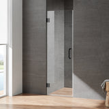 Serene Valley Frameless Hinged Shower Door SVSD5004-2472MB, 3/8" Tempered Glass with Easy-Clean Coating, 304 Stainless Steel Hardware in Matte Black 24"W x 72"H