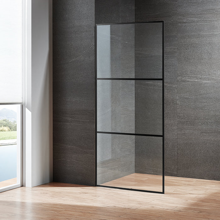 Serene Valley Stand-Alone Shower Screen SVSD5005-3474MB, 3/8" Tempered Glass with Easy-Clean Coating, Premium 304 Stainless Steel Construction with Reversible Installation, Matte Black Finish