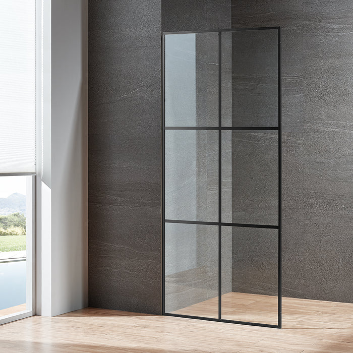 Serene Valley Stand-Alone Shower Screen SVSD5006-3474MB, 3/8" Tempered Glass with Easy-Clean Coating, Premium 304 Stainless Steel Construction with Reversible Installation, Matte Black Finish