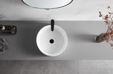 Countertop Bathroom Sink,  Solid Surface Material, 18" Round Size in Classic Matte White， SVTS701-18WH