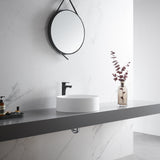 Countertop Bathroom Sink,  Solid Surface Material, 18" Round Size in Classic Matte White， SVTS701-18WH