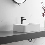 Countertop Bathroom Sink,  Solid Surface Material, 20X14" with Single Faucet Hole in Matte White， SVTS702-2014WH