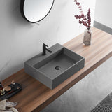 Bathroom sink, Wall-Mount or Countertop Install, 24" Composite Material in Matte Gray with Single Faucet Hole， SVWS601-26GR