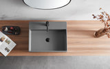 Bathroom sink, Wall-Mount or Countertop Install, 24" Composite Material in Matte Gray with Single Faucet Hole， SVWS601-26GR