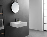 Bathroom sink, Wall-Mount or Countertop Install, 24" Solid Surface in Matte White with Single Faucet Hole， SVWS601-26WH