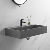 Bathroom sink, Wall-Mount or Countertop Install, 32" Composite Material in Matte Gray with Single Faucet Hole， SVWS601-32GR