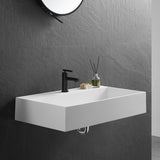 Bathroom sink, Wall-Mount or Countertop Install, 32" Solid Surface in Matte White with Single Faucet Hole， SVWS601-32WH