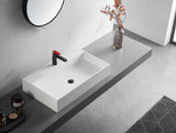 Bathroom sink, Wall-Mount or Countertop Install, 32" Solid Surface in Matte White with Single Faucet Hole， SVWS601-32WH