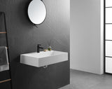 Bathroom sink, Wall-Mount or Countertop Install, 32" Solid Surface in Matte White with Single Faucet Hole， SVWS601-32WH