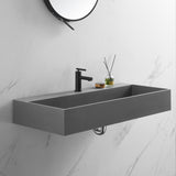 Bathroom sink, Wall-Mount or Countertop Install, 40" Composite Material in Matte Gray with Single Faucet Hole， SVWS601-40GR