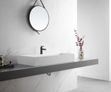 Bathroom sink, Wall-Mount or Countertop Install, 40" Solid Surface in Matte White with Single Faucet Hole， SVWS601-40WH